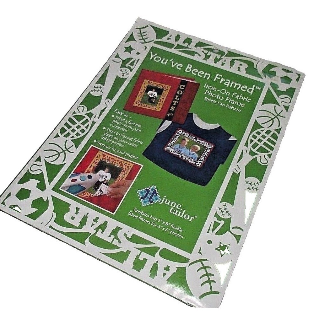 Scrapbook Sports Iron On Framed Clothing Frame Football Baseball Photo Craft NEW